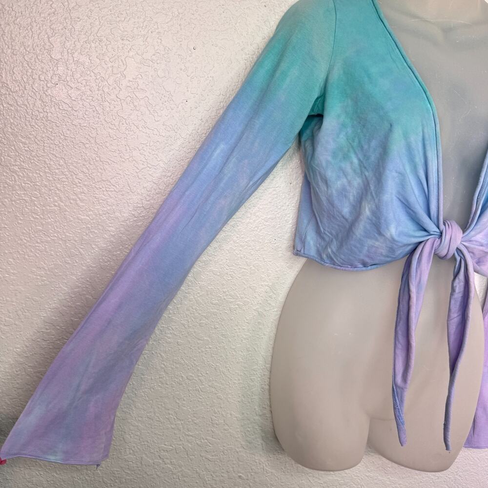 Hard Tail Forever Y2K Top Womens Medium Crop Tie Dye Pastel Yoga Gym Cover Vtg - Picture 7 of 11